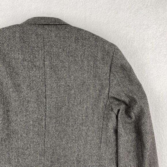 Vintage Kingsridge Blazer Mens 42S Gray Herringbone Corpcore Wool Sports Coat - Picture 11 of 13